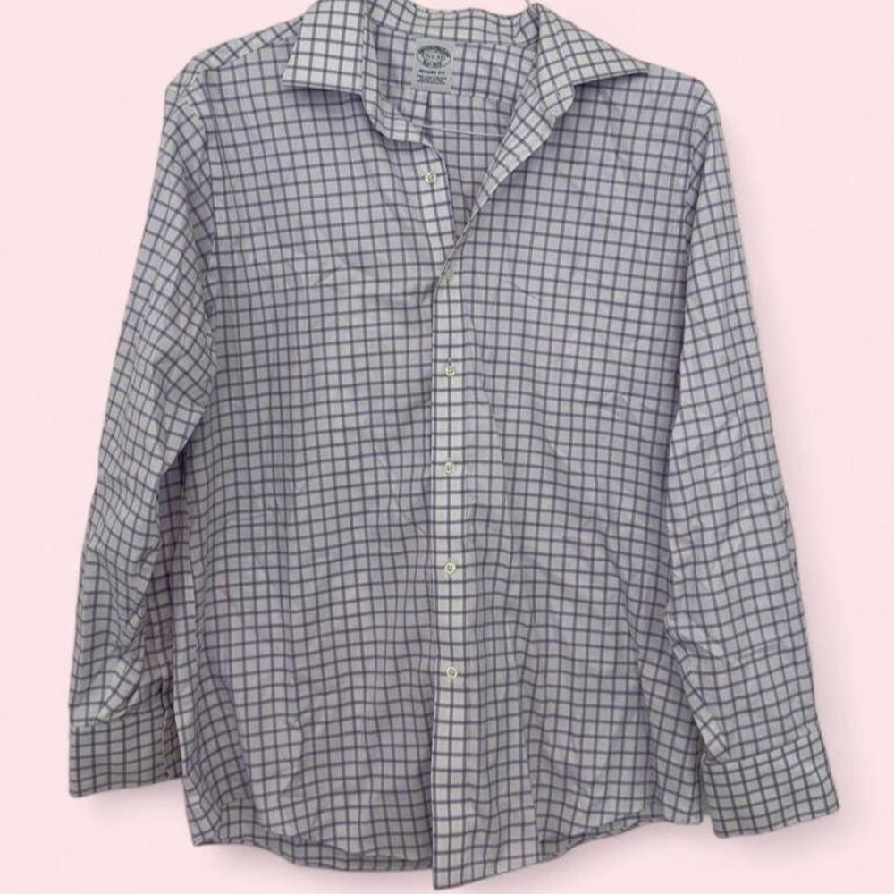 Brooks Brothers Purple & White Checkered Button-Down | Size 15.5/33